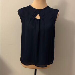 LOFT Navy Sleeveless Keyhole Blouse NWT